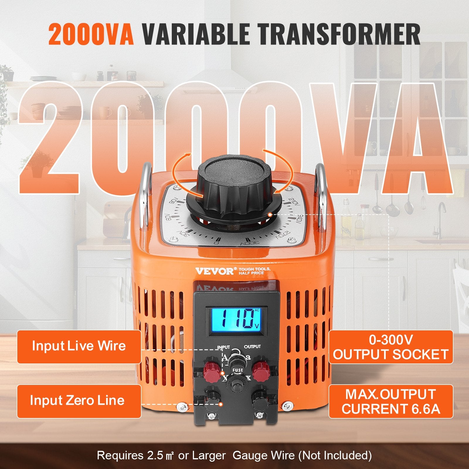 Kintamos įtampos transformatorius VEVOR TDGC2-2000VA, 2000VA