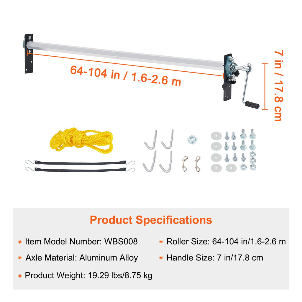 Rankinis tento vyniojimo mechanizmas VEVOR WBS008, 1,6–2,6 m plotis