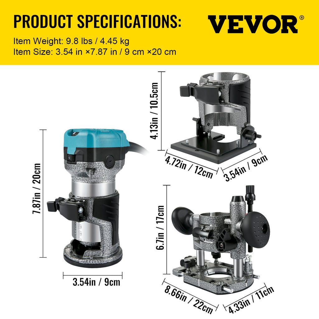 Rankinis frezeris medžiui VEVOR VV-3B-220V, 710W