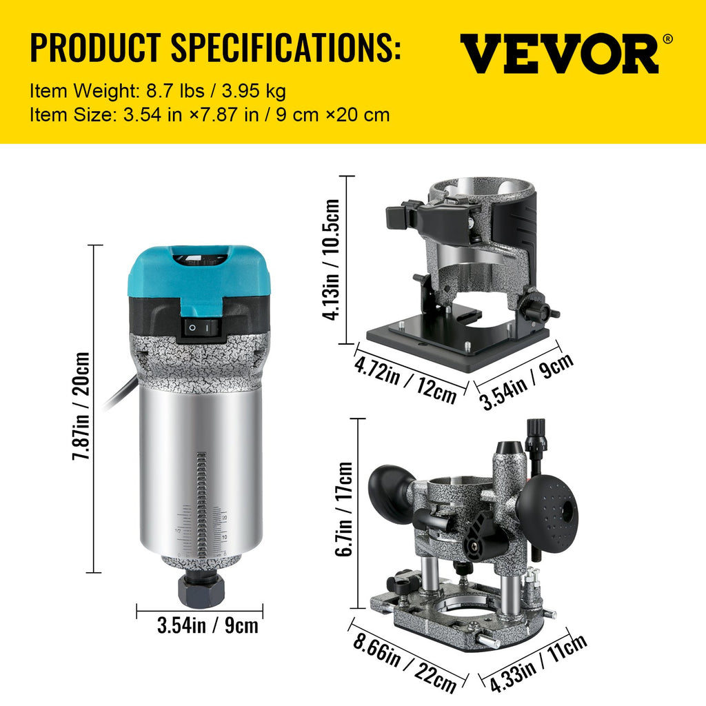 Rankinis frezeris VEVOR VV-2B2-220V, 710W