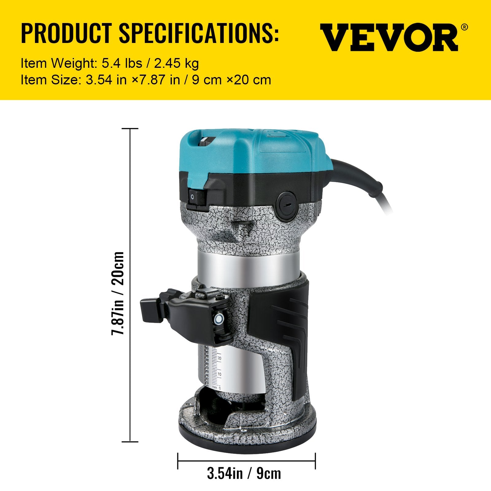 Elektrinis rankinis frezeris VEVOR VV-1B-220V, 710W