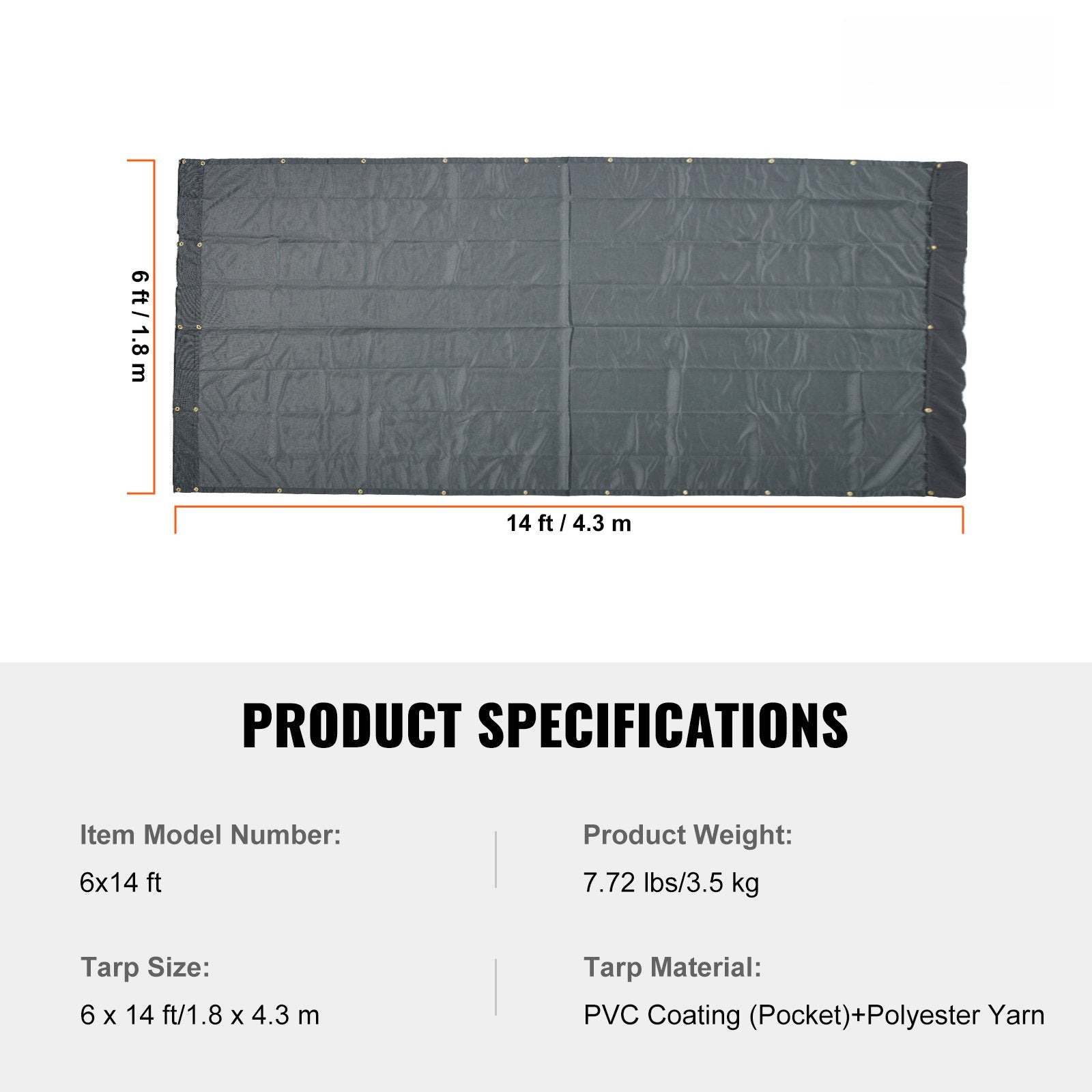 Savivarčio tinklinis tentas VEVOR 6 x 14 ft, PVC danga
