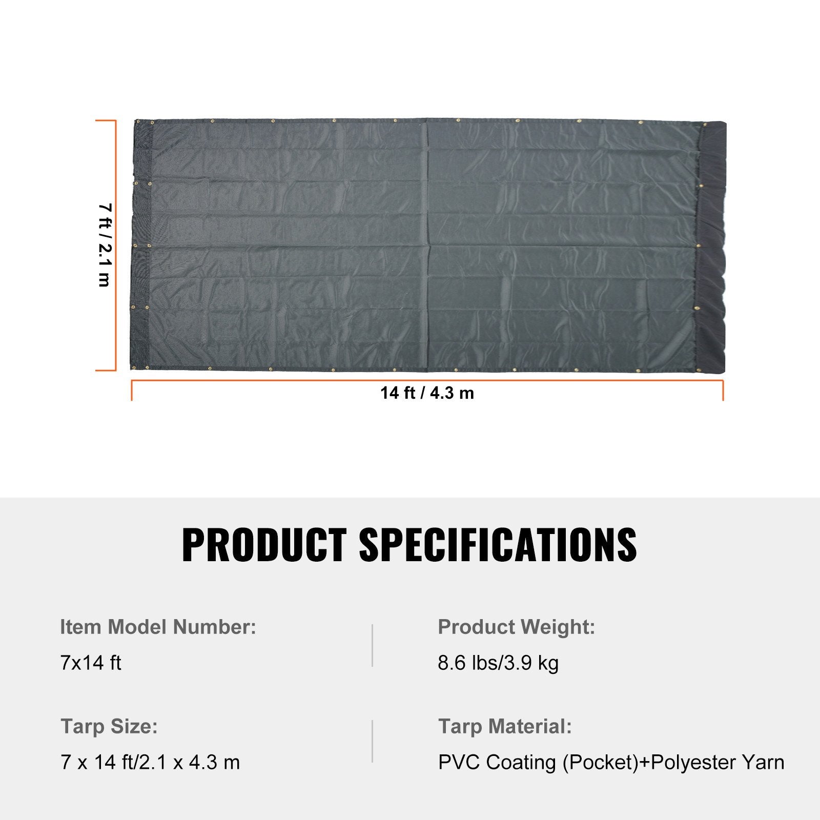 Savivartės tentas VEVOR 7x14 ft, PVC dengtas tinklelis