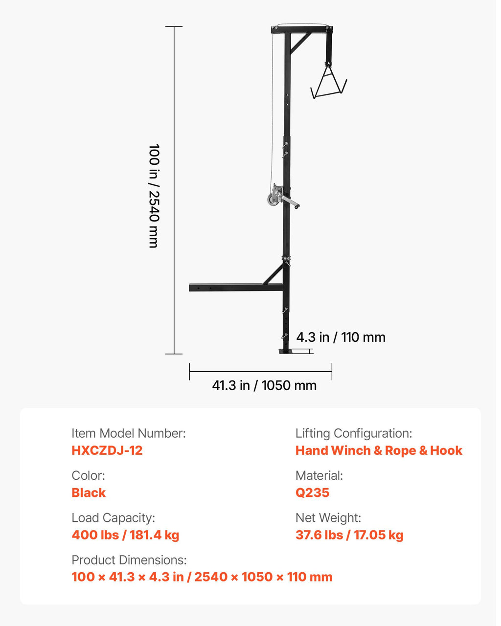 Laimikio pakėlėjas VEVOR HXCZDJ-12, 181 kg keliamoji galia