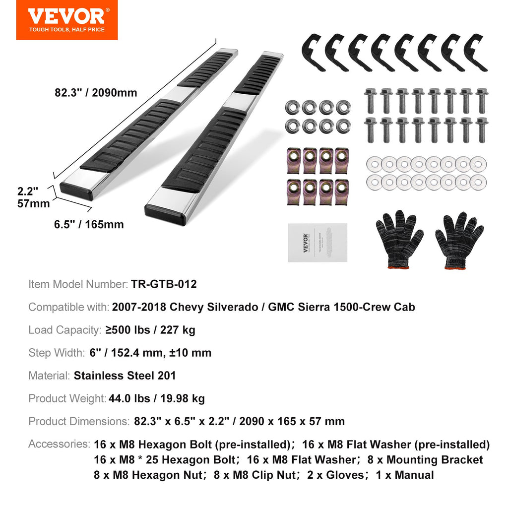 Šoniniai slenksčiai VEVOR TR-GTB-012, 15 cm pločio