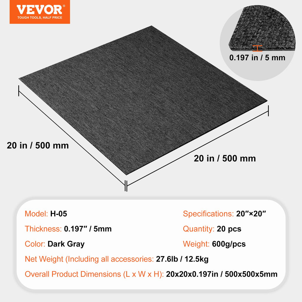 Kiliminės plytelės VEVOR H-05, 50x50 cm, 20 vnt.