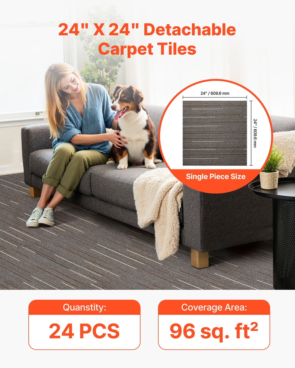Kiliminės plytelės VEVOR SXP-LQ-KW2-6, 24 vnt. (8,9 m²)