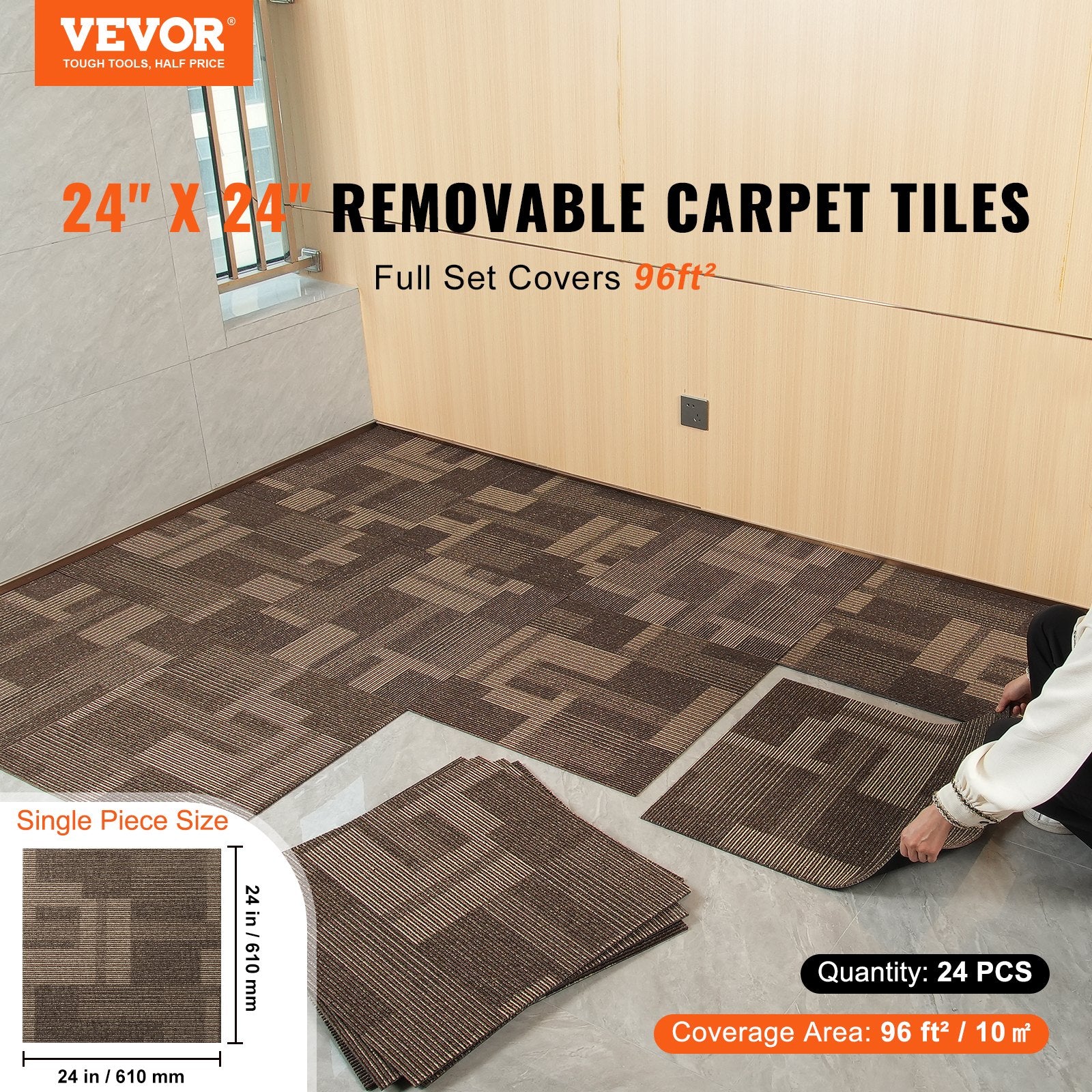 Kiliminės plytelės VEVOR DC126-02, 24 vnt. (9 m²)