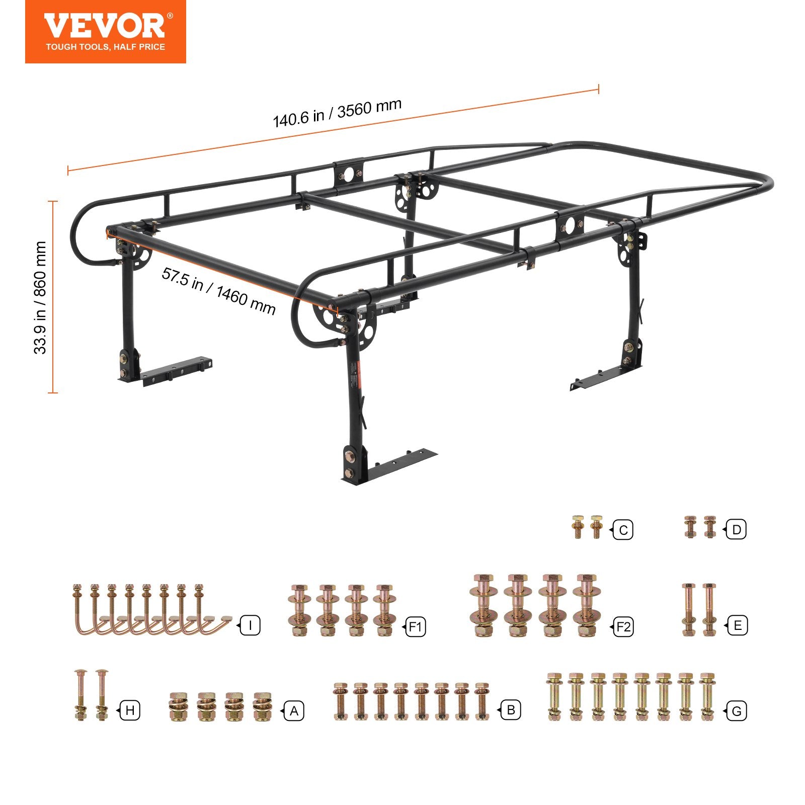 Pikapo kopėčių laikiklis VEVOR SC1402, 454 kg keliamoji galia