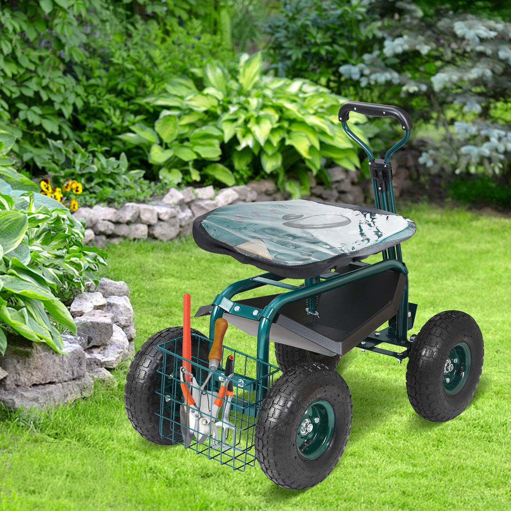 Sodo kėdutė su ratukais VEVOR TC4501S-GN, 136 kg apkrova
