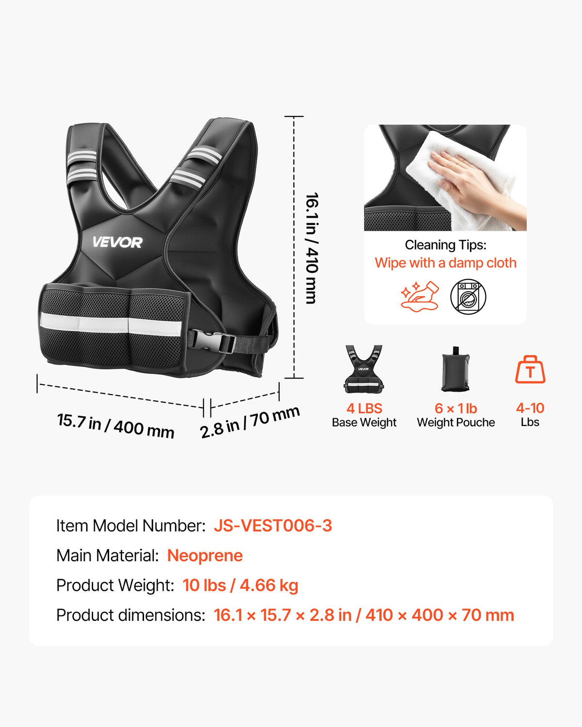 Reguliuojama svorio liemenė VEVOR JS-VEST006-3, 4,7 kg