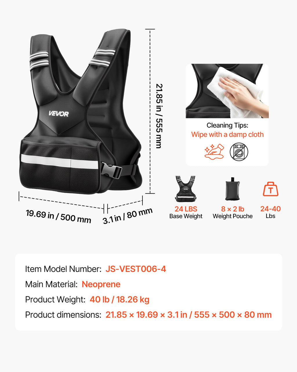 Reguliuojama svorio liemenė VEVOR JS-VEST006-4, 18,3 kg