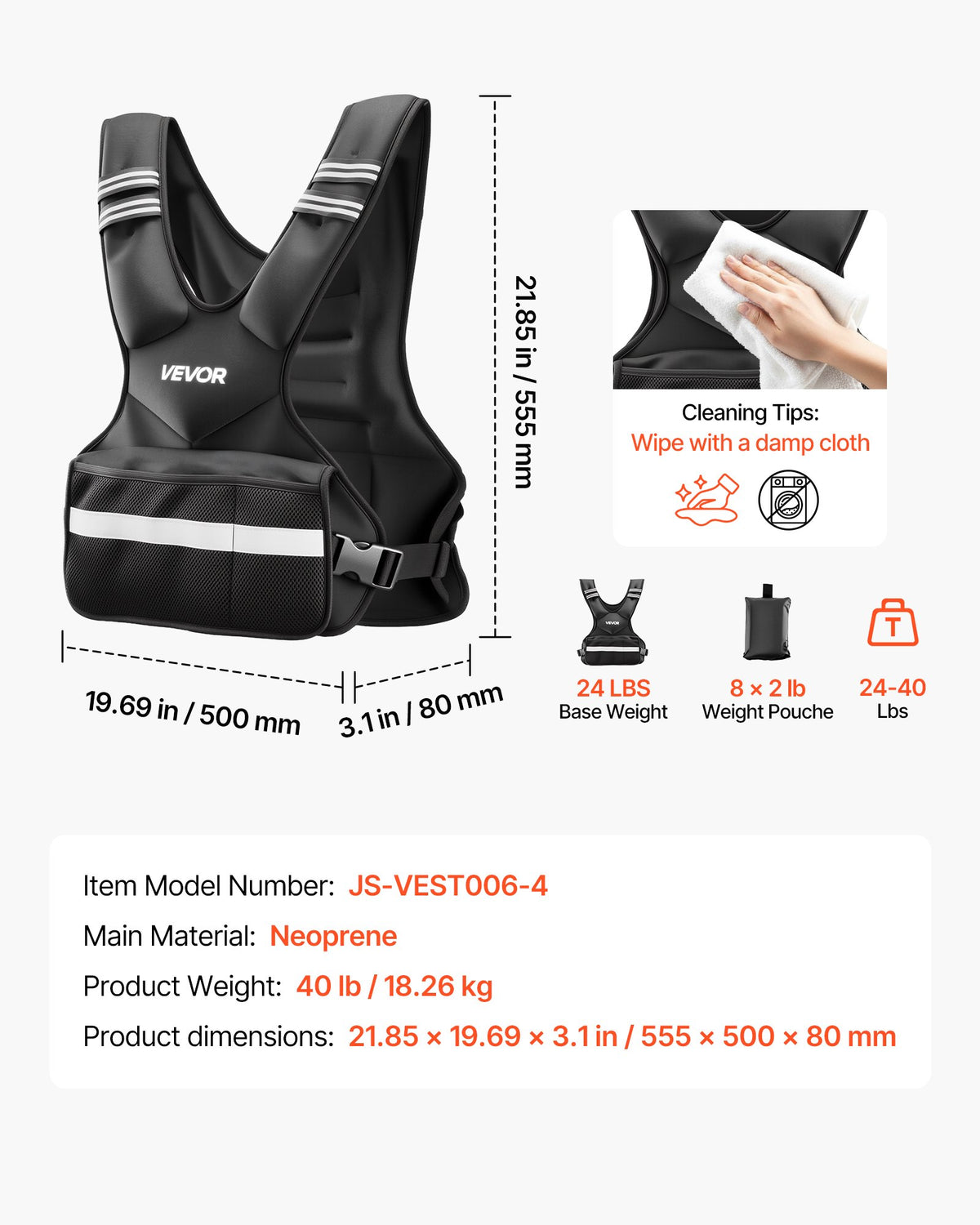 Reguliuojama svorio liemenė VEVOR JS-VEST006-4, 18,3 kg