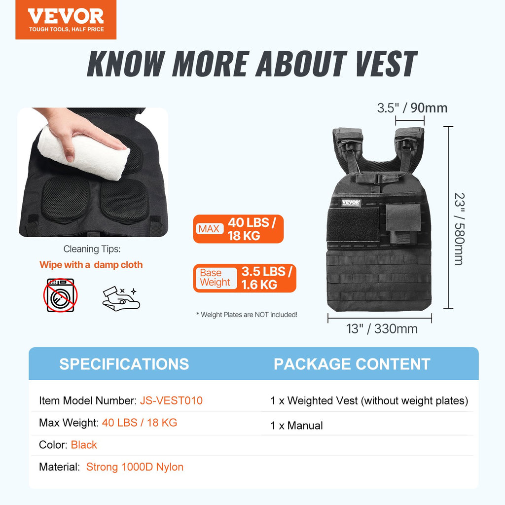 Svorio liemenė VEVOR JS-VEST010, iki 18 kg (40 lb)