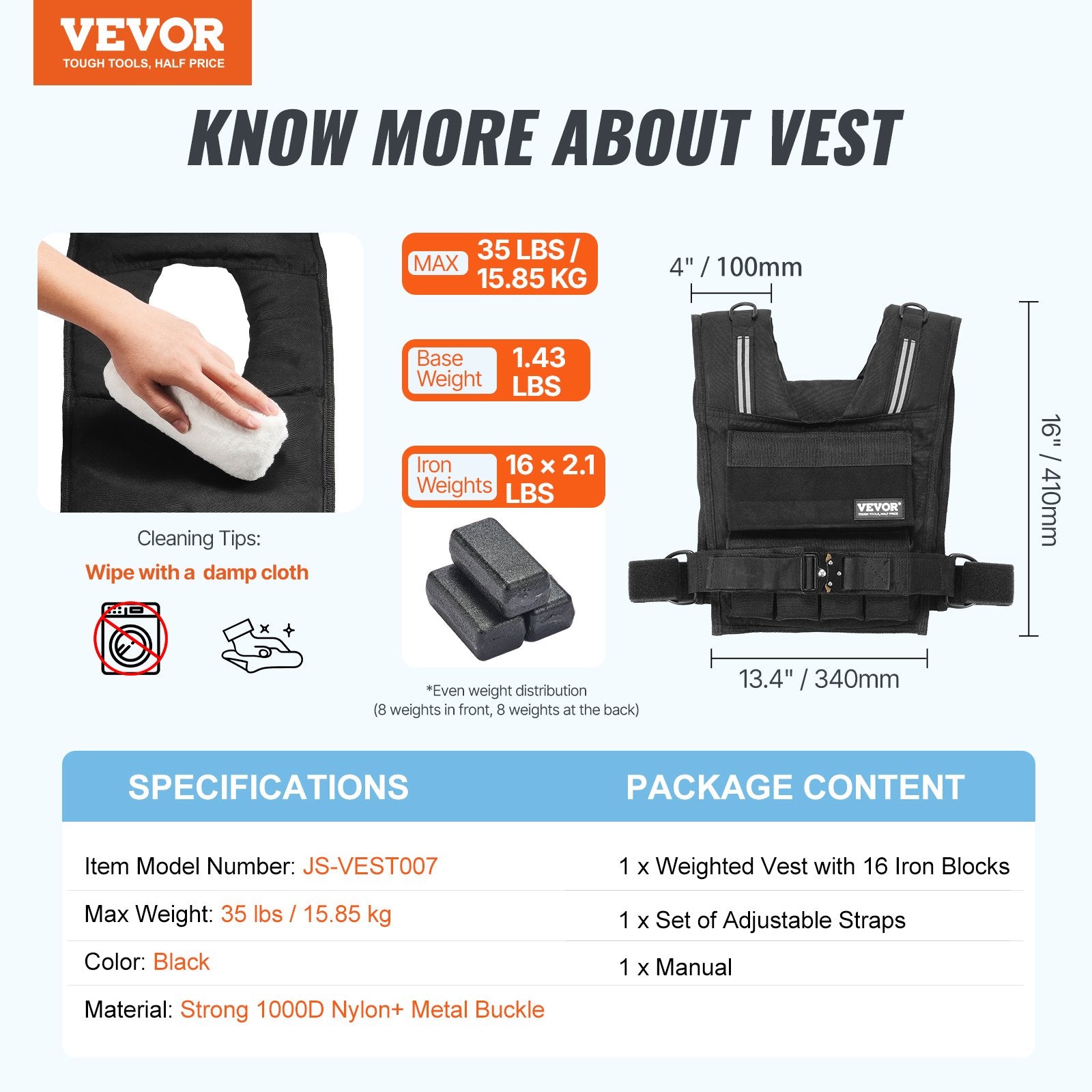 Svorio liemenė VEVOR JS-VEST007, 15,85 kg