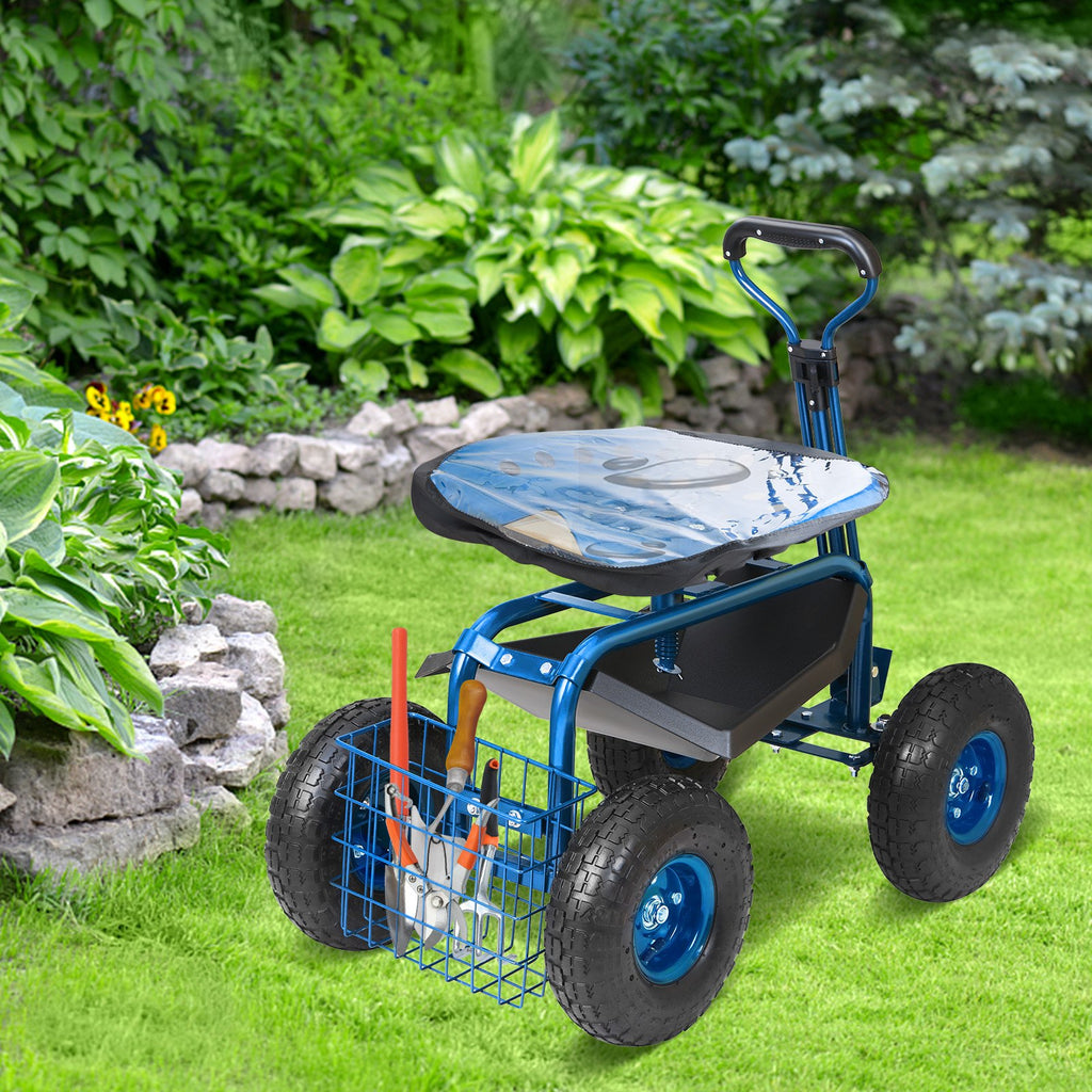 Sodo kėdutė su ratukais VEVOR TC4501S-BL, 136 kg apkrova