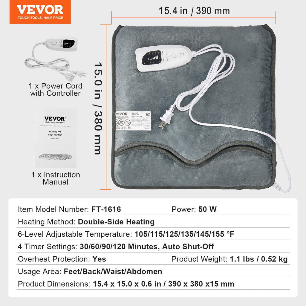 Elektrinis kojų šildytuvas VEVOR FT-1616, 50 W