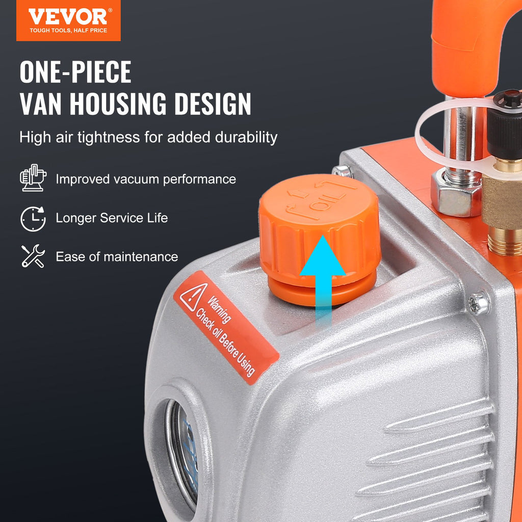 Vakuuminis siurblys su manometrų rinkiniu VEVOR KQ-1.5K, 4 CFM
