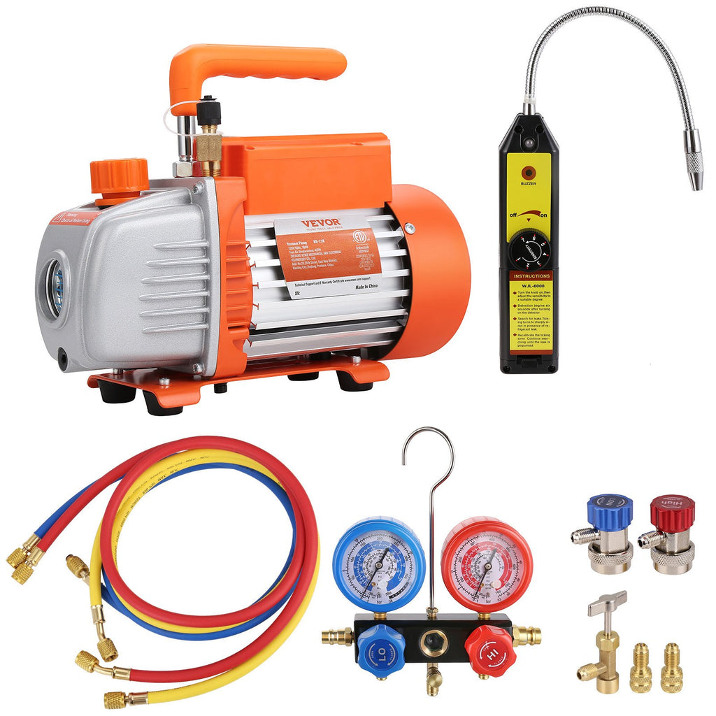 Vakuuminis siurblys su manometrų rinkiniu VEVOR KQ-1.5K, 4 CFM