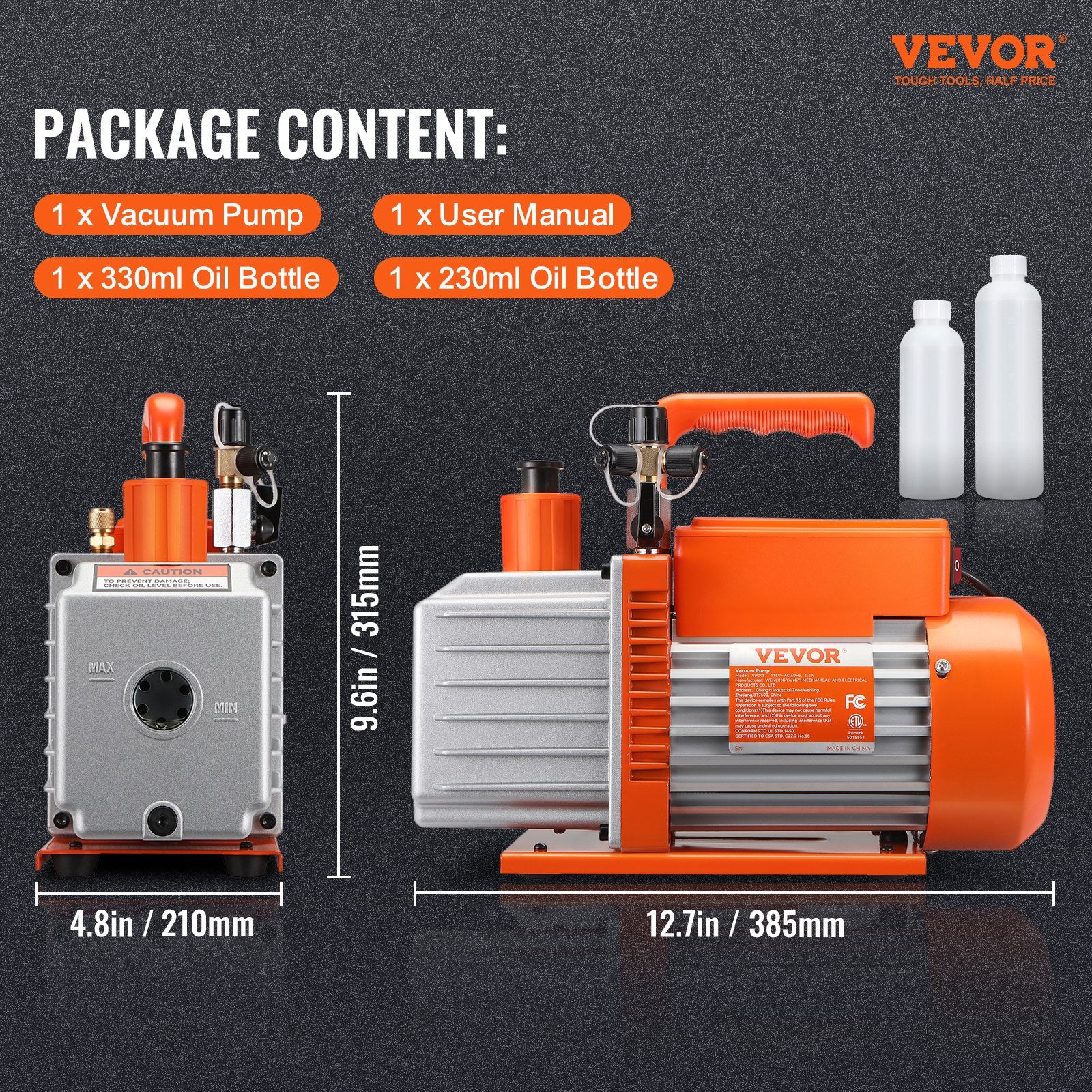 Vakuuminis siurblys VEVOR VP245, 142 l/min.