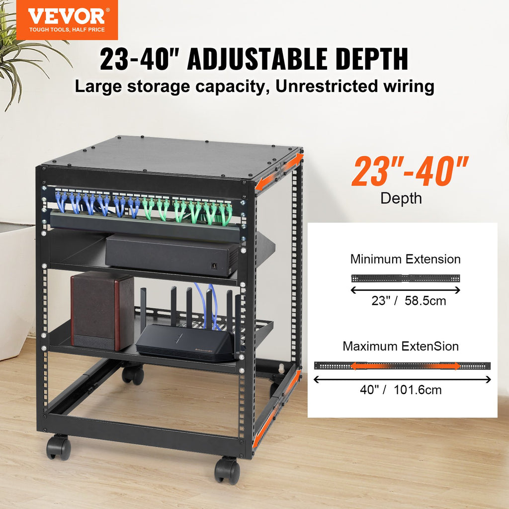 Atviro rėmo serverių spinta VEVOR HT-W6412, 12U