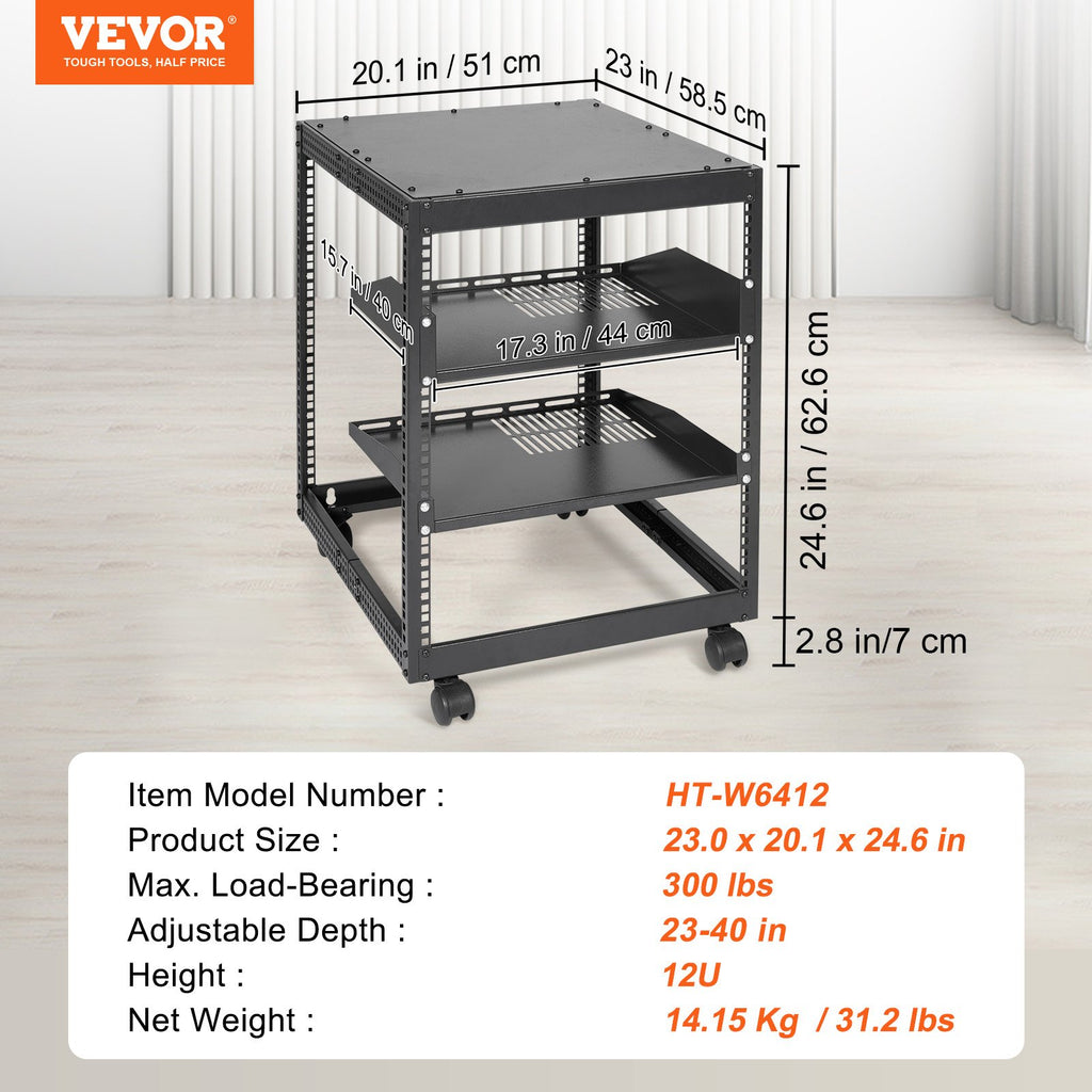 Atviro rėmo serverių spinta VEVOR HT-W6412, 12U