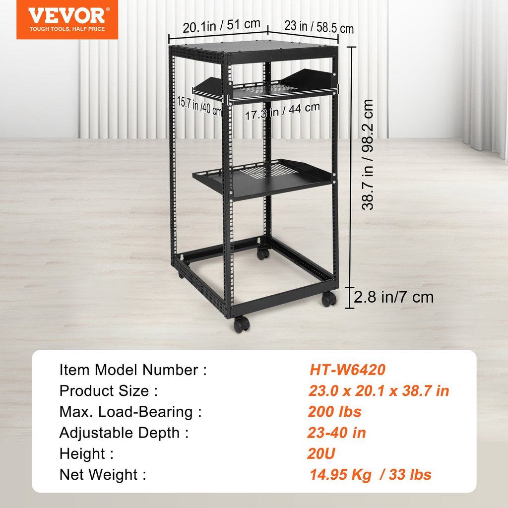 Atvira serverio spinta VEVOR HT-W6420, 20U