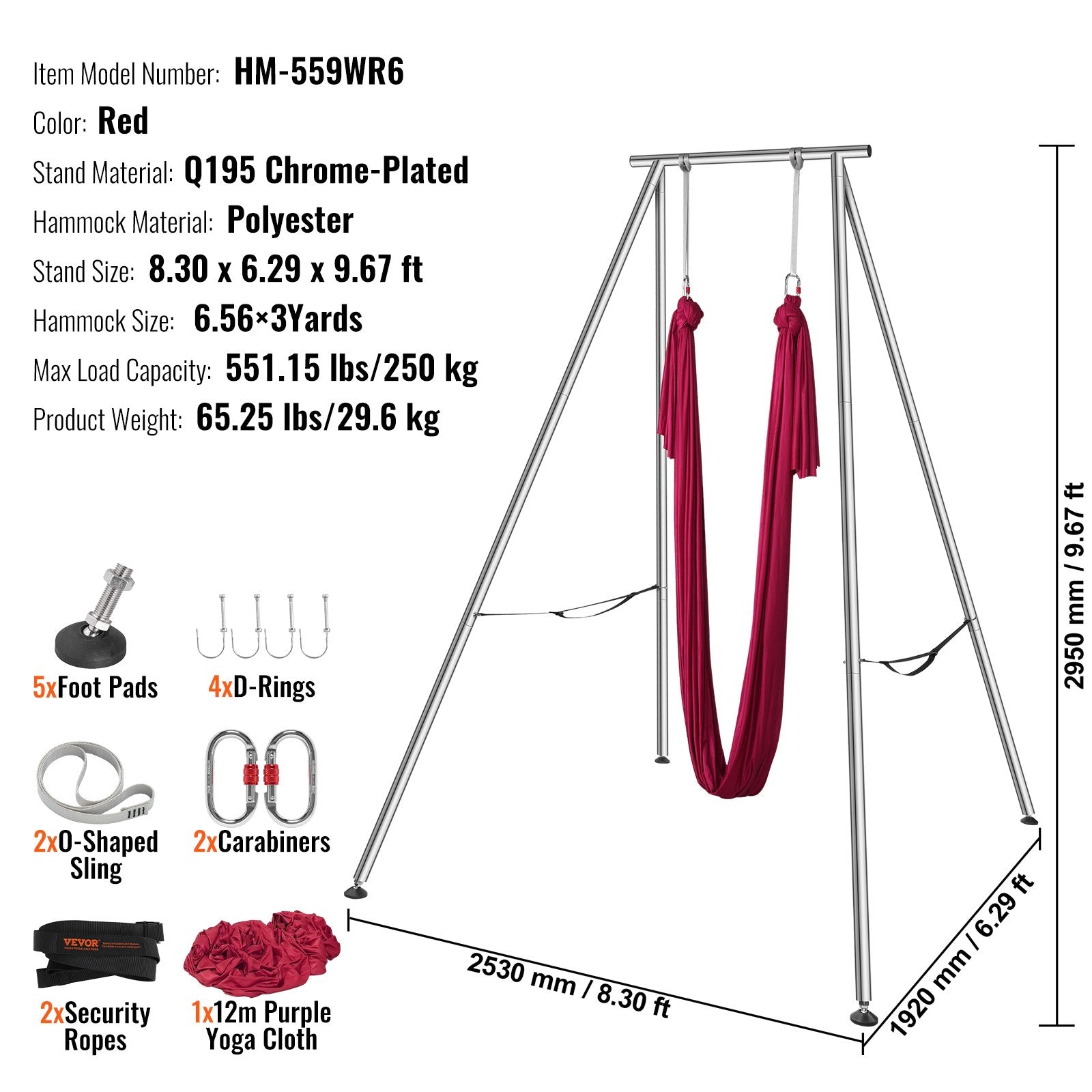 Oro jogos stovas su hamaku VEVOR HM-559WR6, 250 kg apkrova