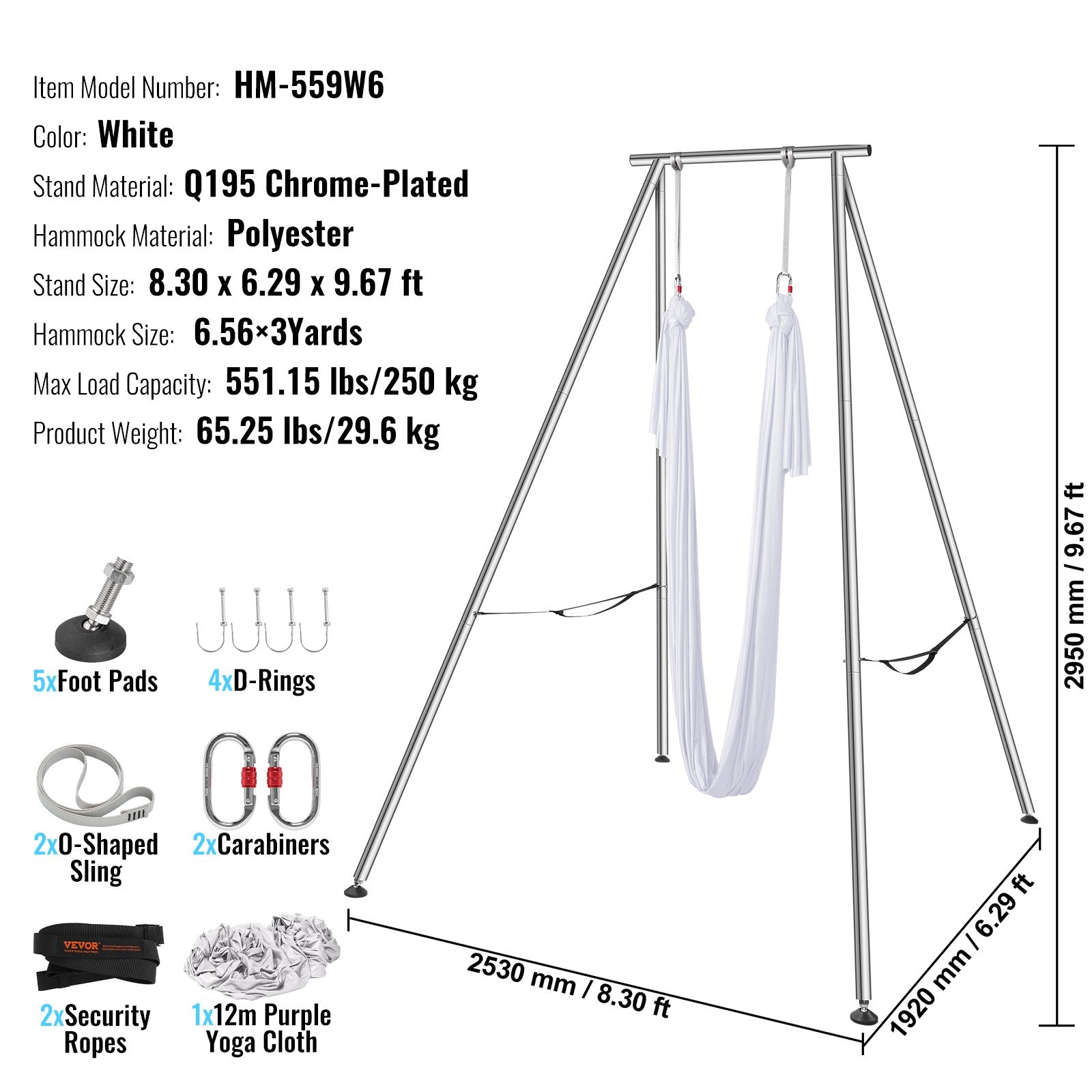 Oro jogos stovas su hamaku VEVOR HM-559W6, 250 kg apkrova