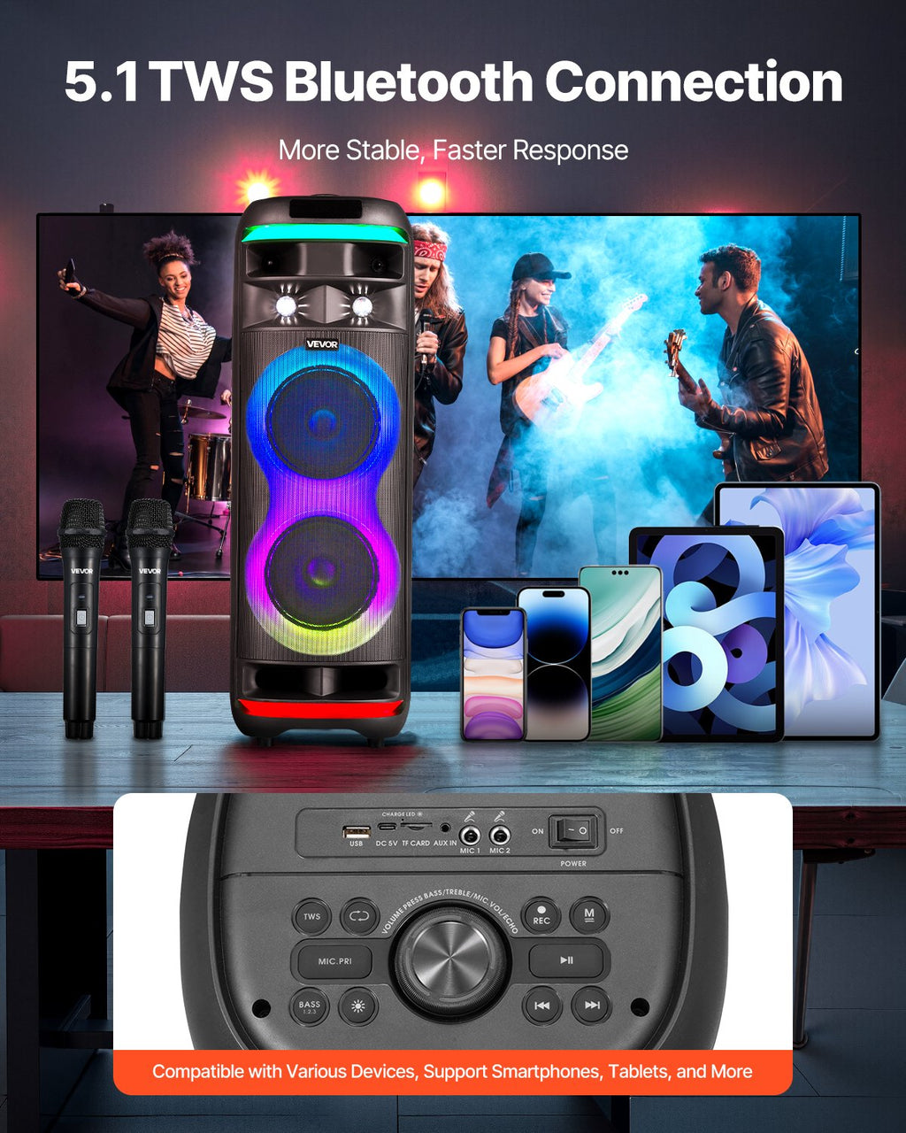 Karaoke sistema VEVOR AP-552, 80W
