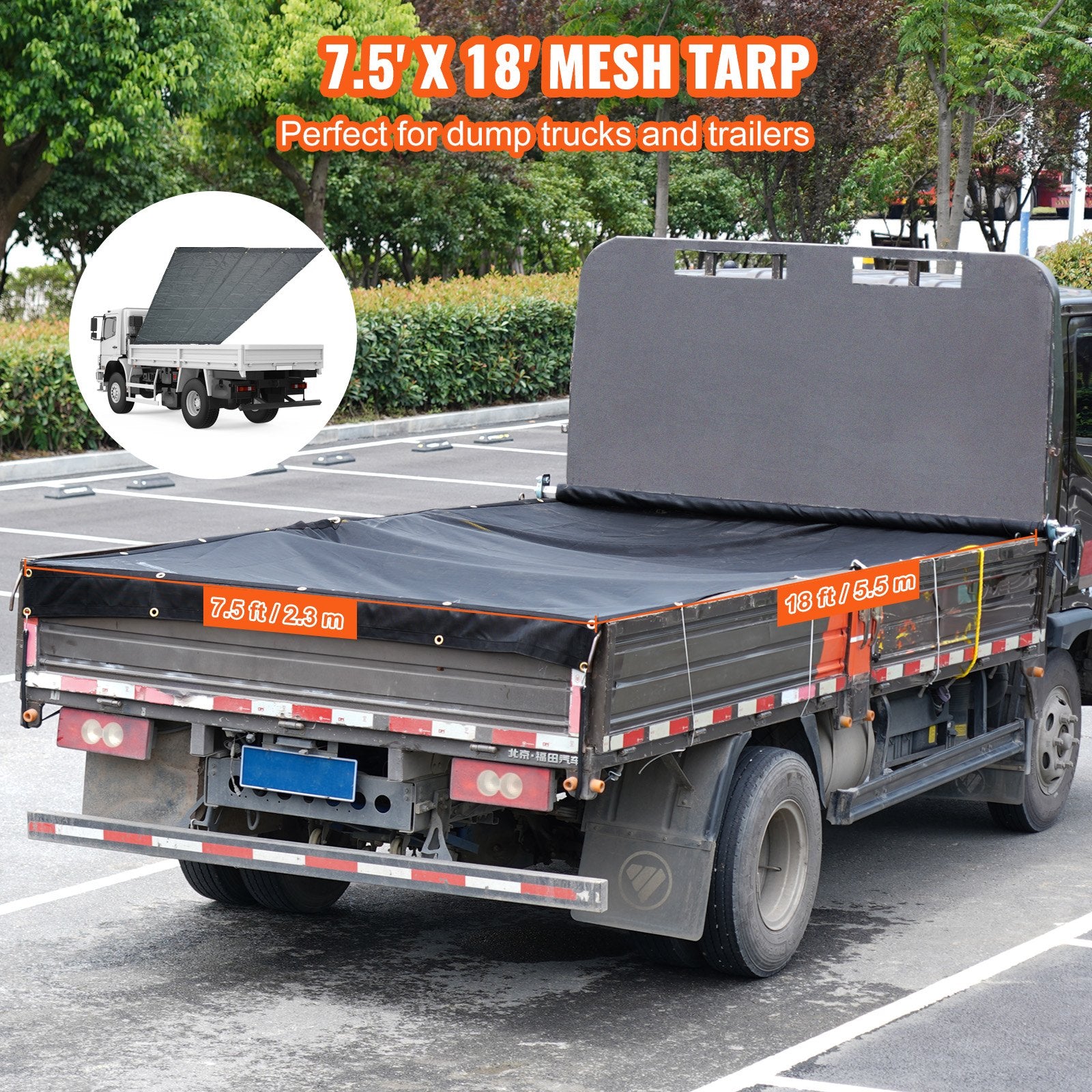 Sunkvežimio savivartės uždangalas VEVOR 7.5x18 ft, PVC dengtas tinklelis