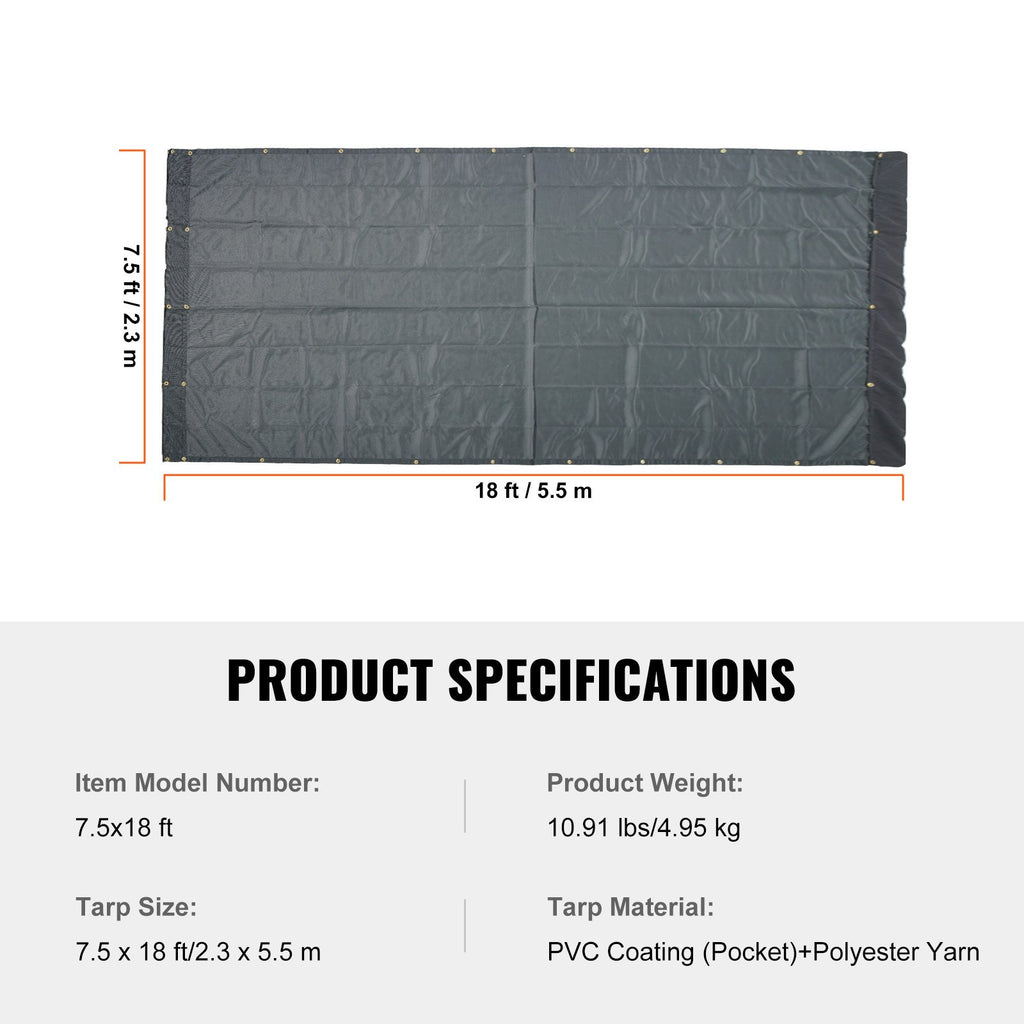 Sunkvežimio savivartės uždangalas VEVOR 7.5x18 ft, PVC dengtas tinklelis
