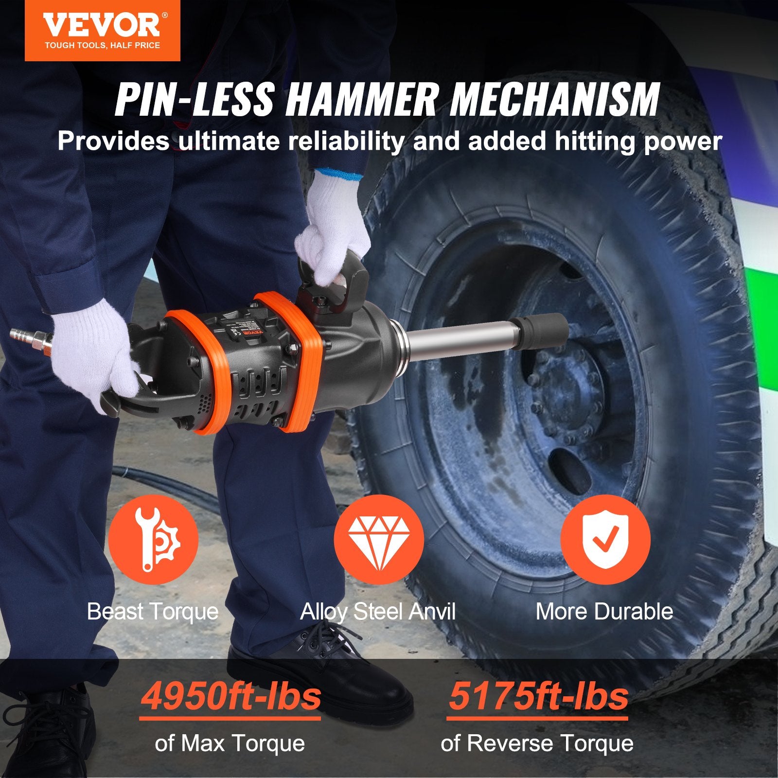 Pneumatinis smūginis veržliasukis VEVOR, 7016 Nm