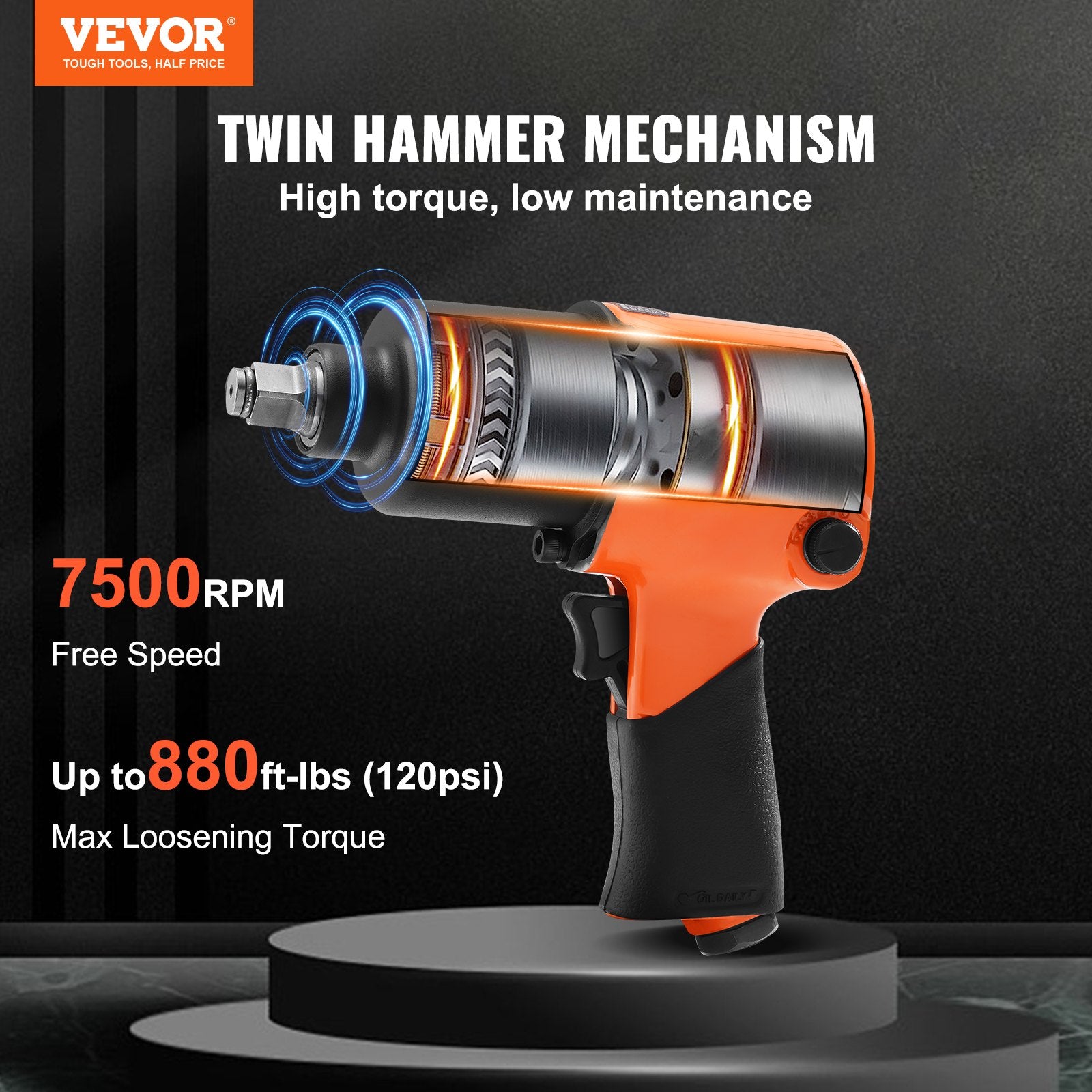 Pneumatinis veržliasukis VEVOR 1/2", 1193 Nm