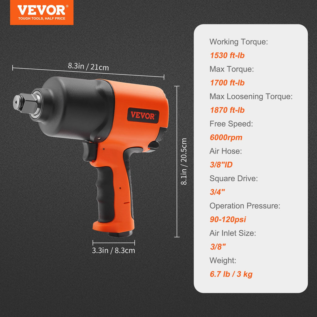 Pneumatinis veržliasukis VEVOR 3/4", 2535 Nm
