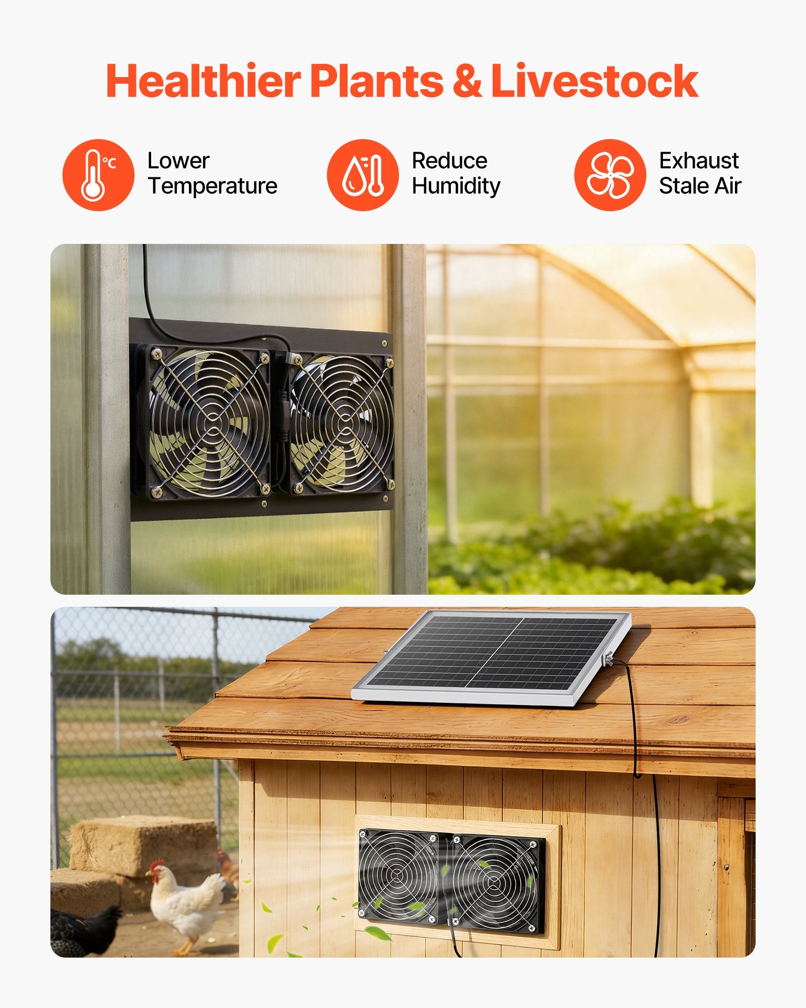 Saulės energija varomas ventiliatorius VEVOR 15W-XC12025X12Z, 15W