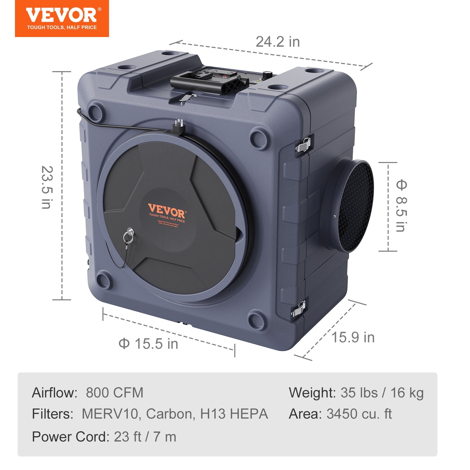 Oro valytuvas VEVOR ZHP2301-800, 800 CFM