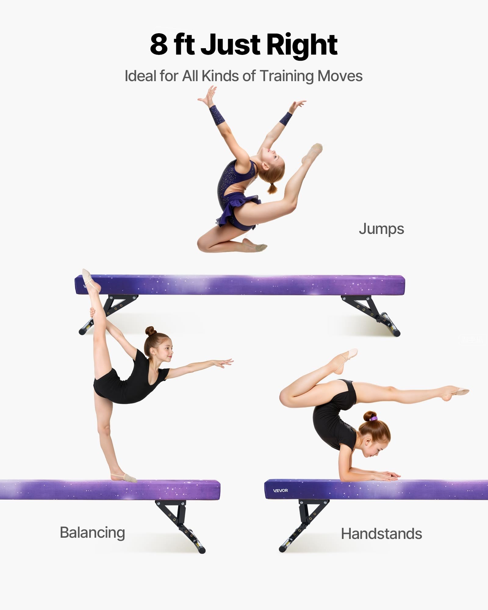 Gimnastikos buomas VEVOR SWC8WSU1, 2,45 m ilgio