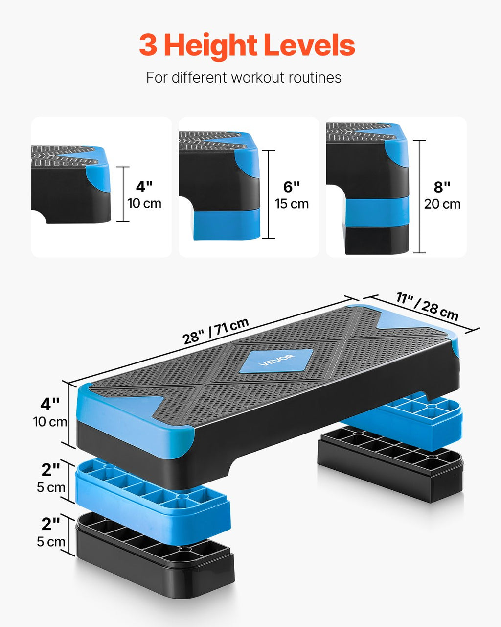 Aerobikos step platforma VEVOR CD-T012, 250 kg apkrova