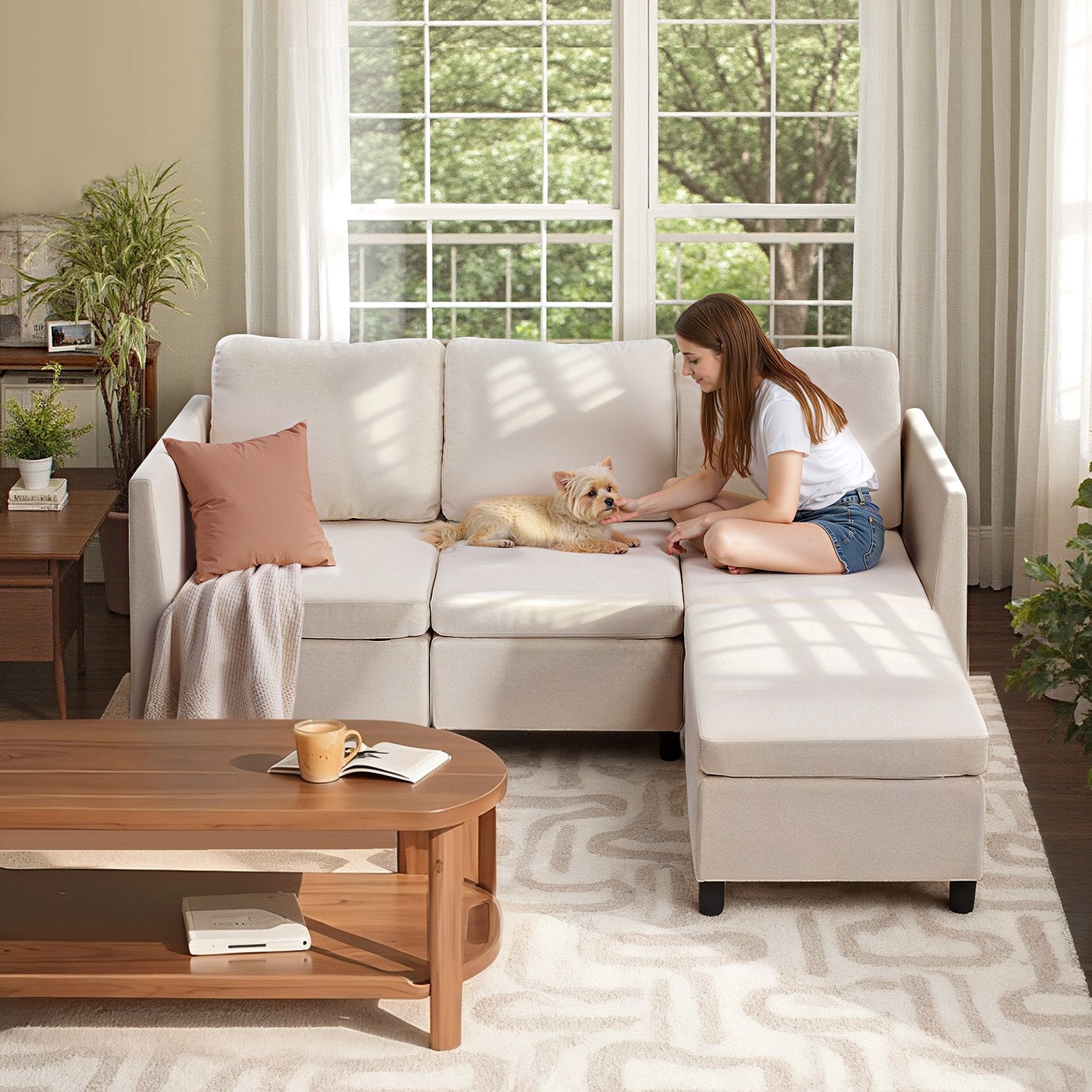 Modulinė kampinė sofa VEVOR SS001-3, 3 vietų su daiktadėžėmis