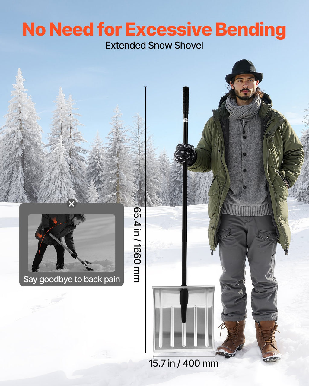 Sniego kastuvas VEVOR H400, 40 cm pločio