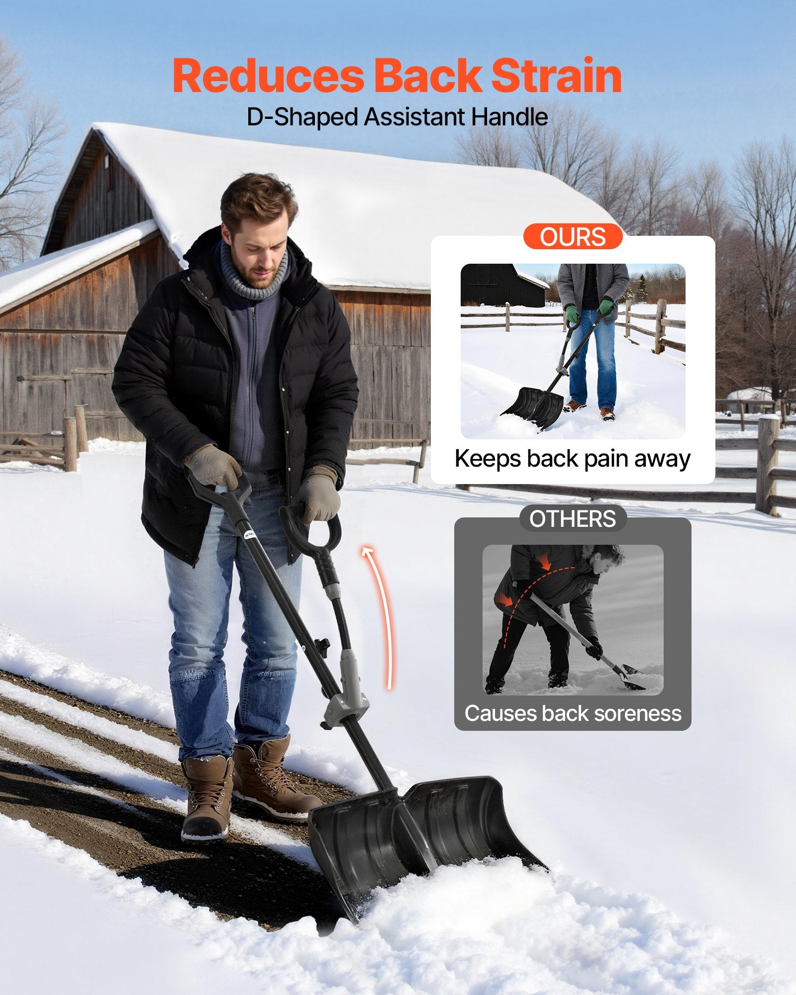 Sniego kastuvas VEVOR H458, 45,5 cm pločio