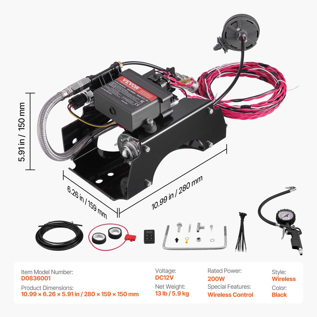 Pneumatinės pakabos valdymo rinkinys VEVOR D0836001, 100 PSI
