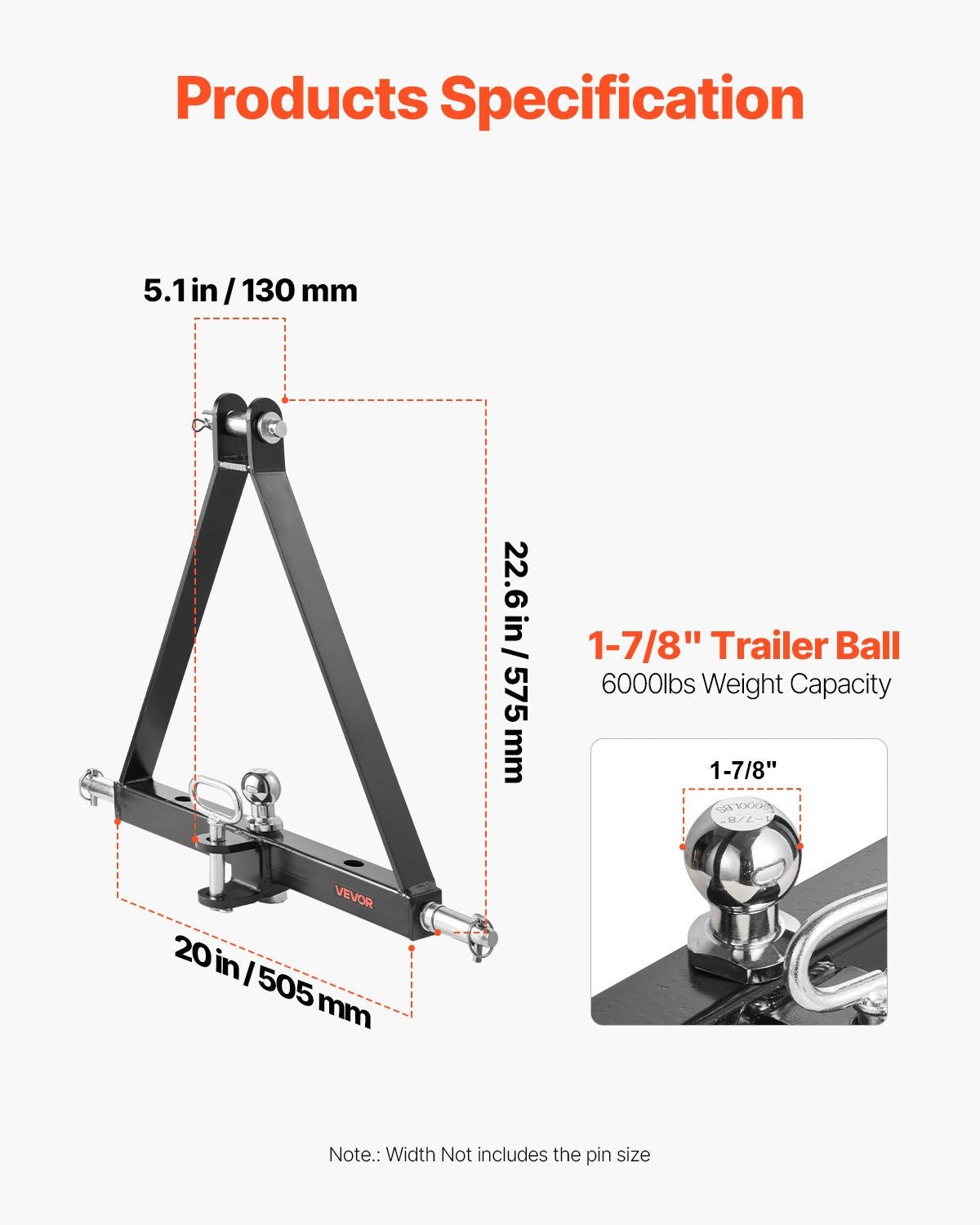 3 taškų pakabos adapteris VEVOR S-07, 2720 kg keliamoji galia