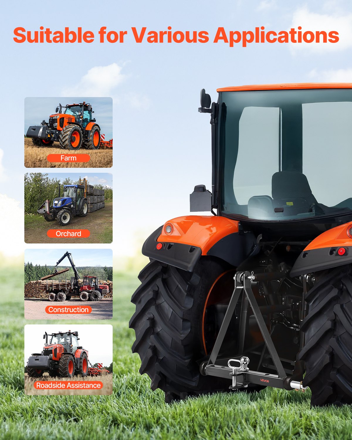 3 taškų pakabos adapteris VEVOR S-07, 2720 kg keliamoji galia