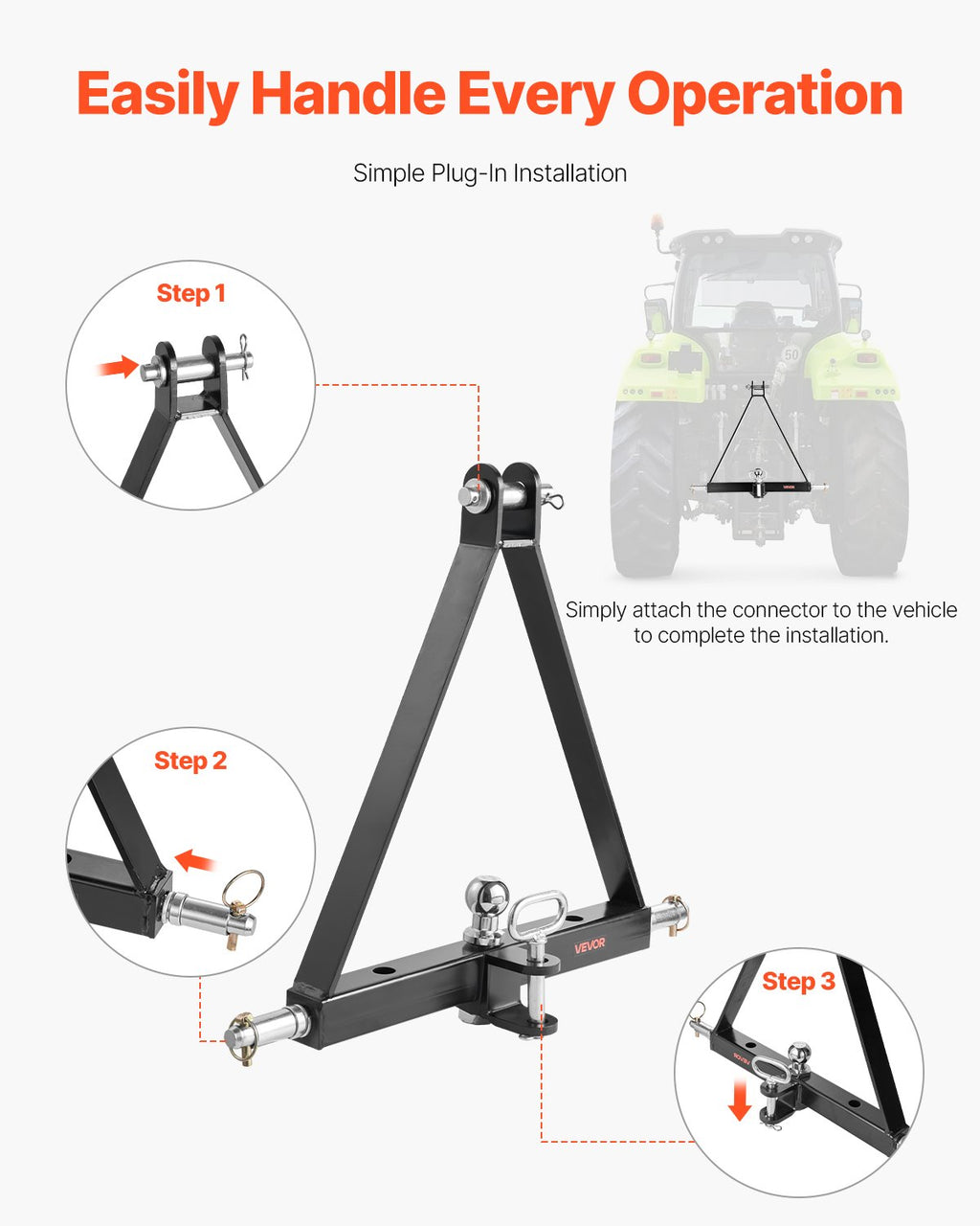 3 taškų pakabos adapteris VEVOR S-07, 2720 kg keliamoji galia