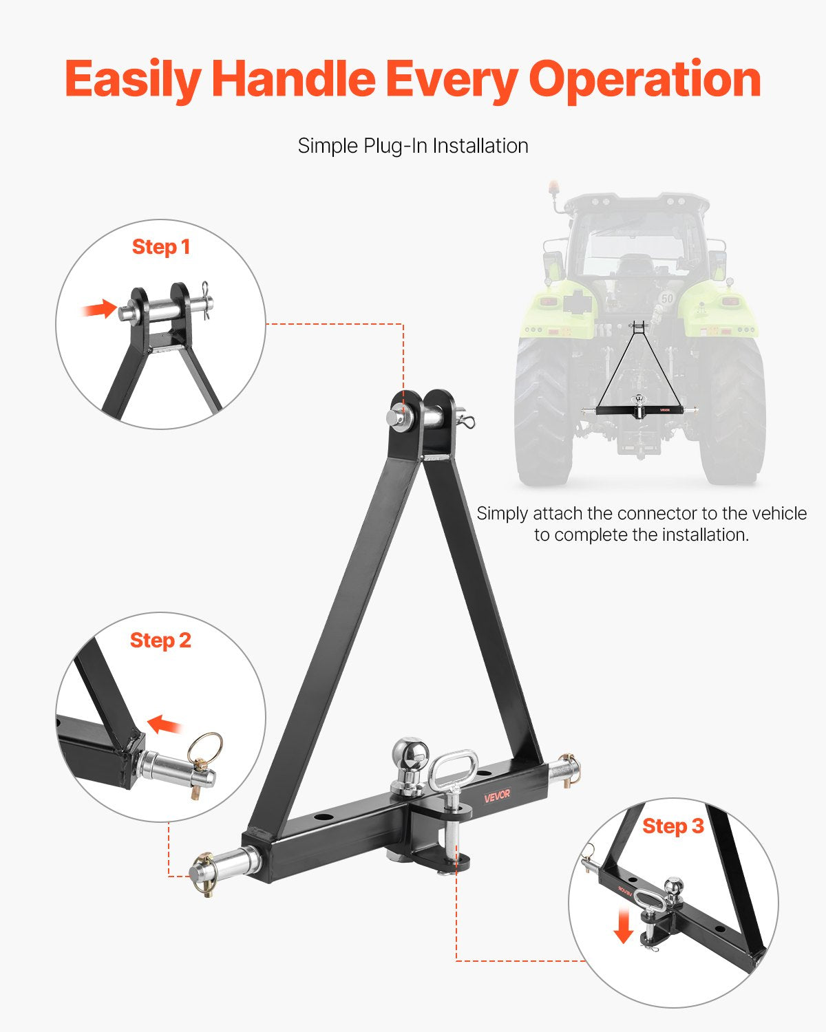 3 taškų pakabos adapteris VEVOR S-07, 2720 kg keliamoji galia