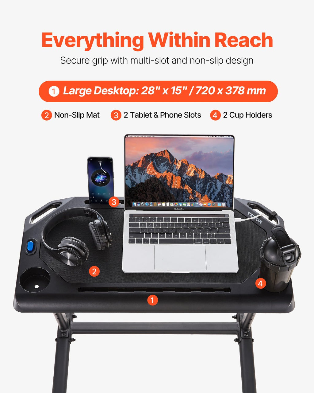Dviračio treniruoklio staliukas VEVOR TY-DNJ003, reguliuojamas aukštis 800–1135 mm