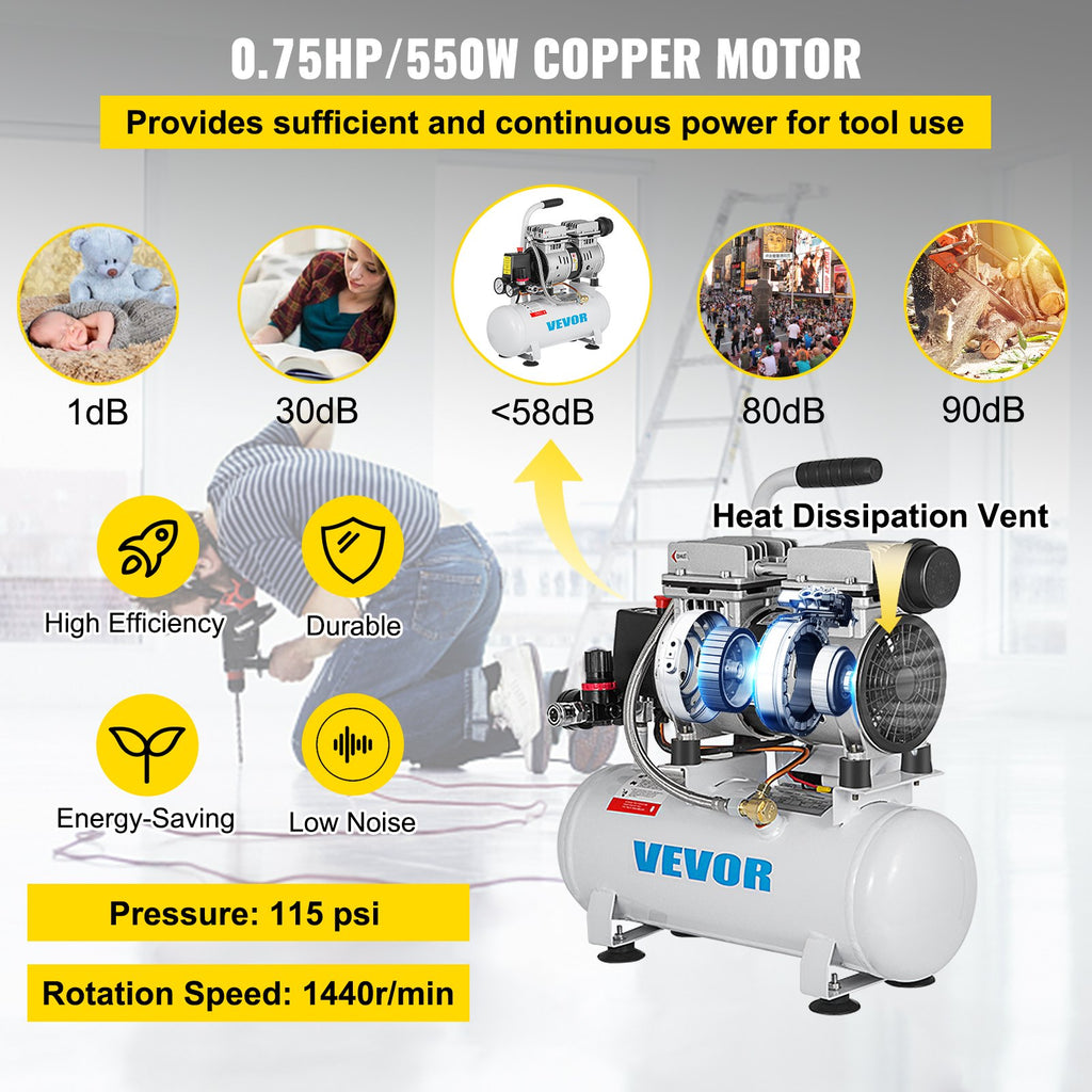 Oro kompresorius VEVOR 9L, 550W