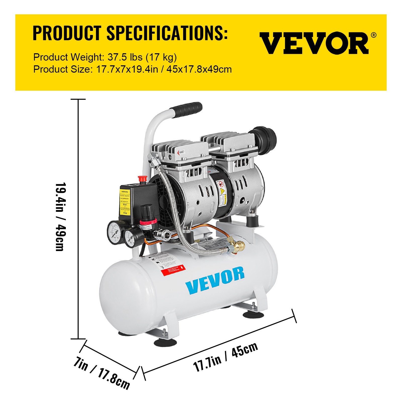 Oro kompresorius VEVOR 9L, 550W